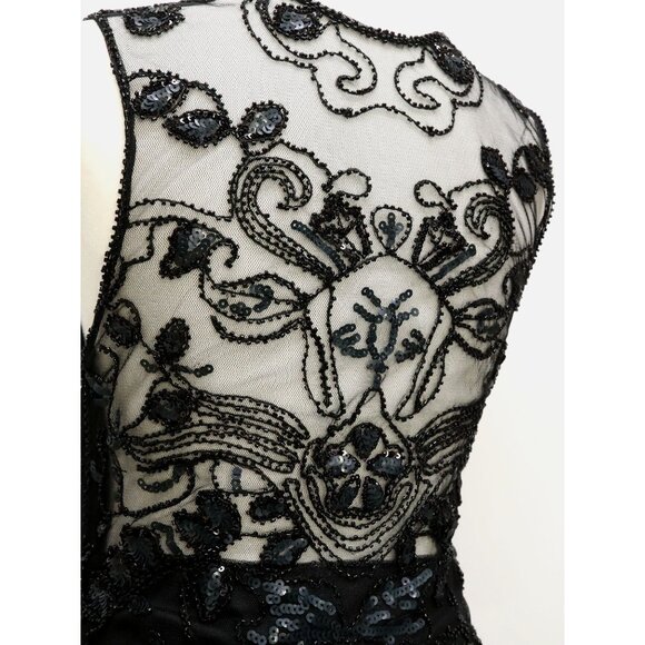 NWT Black Sequin and Mesh Sleeveless Cocktail Dress Sz Small -Poly USA by Neblon - Picture 5 of 10